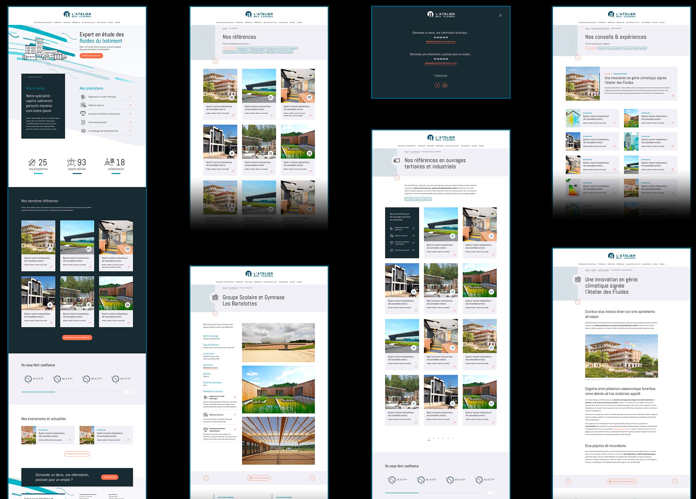 Services page detailing fluid mechanics expertise