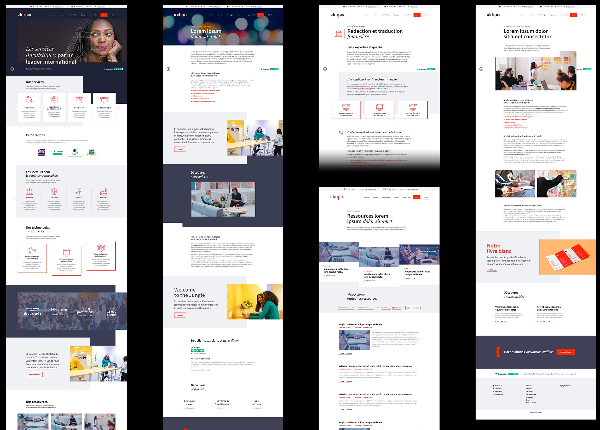 Section detail showing the custom iconography designed for Ubiqus