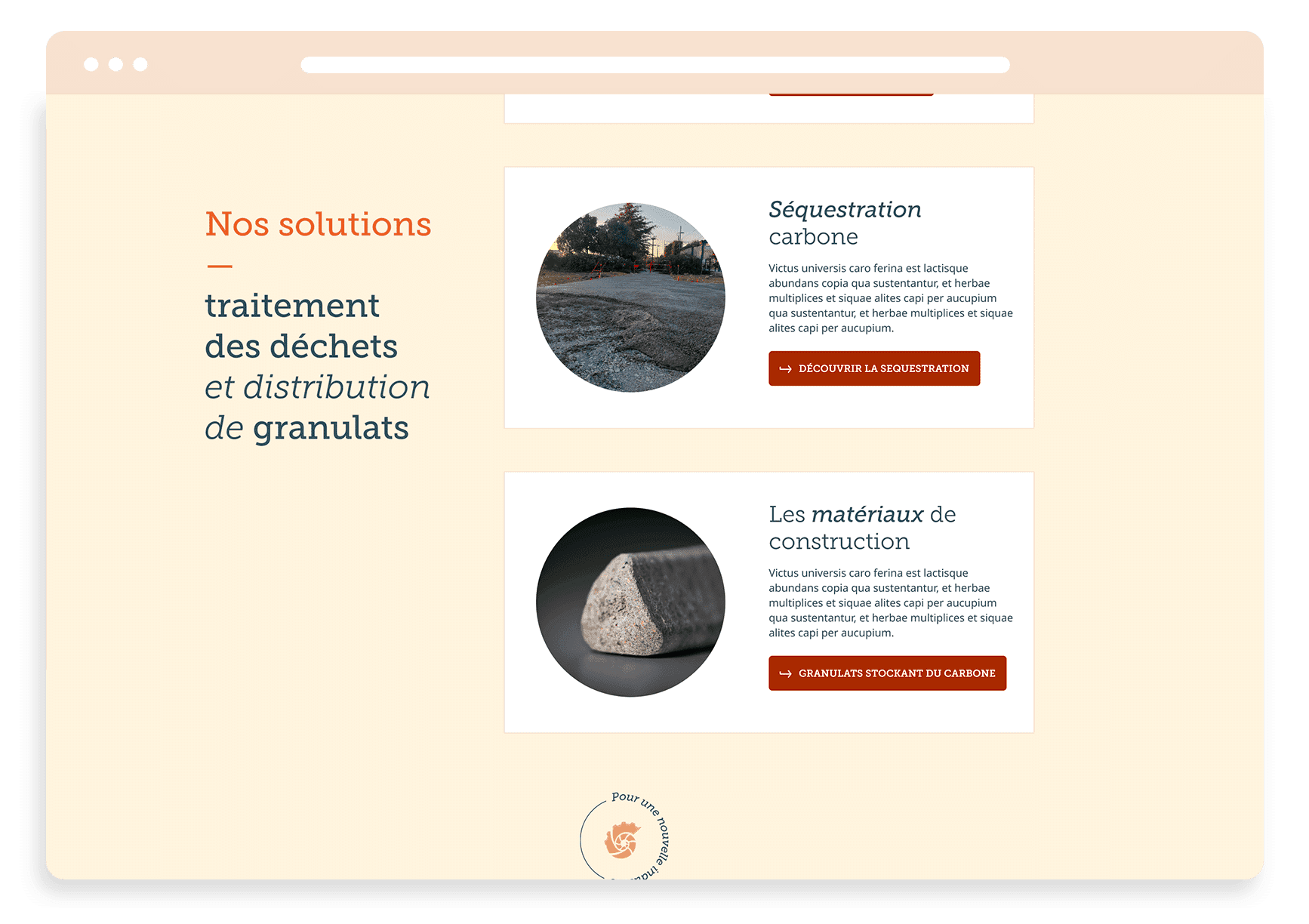 Interior page showcasing Néolithe's decarbonization offering