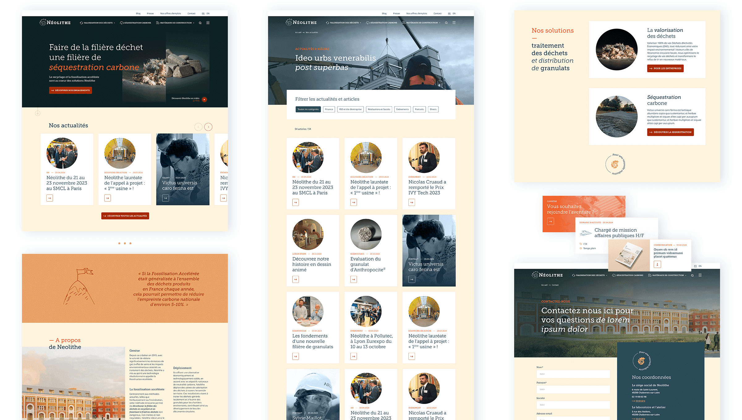 Multiple views of the modular block system built for the marketing teams